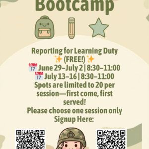 Kinder Bootcamp: July 13-16th